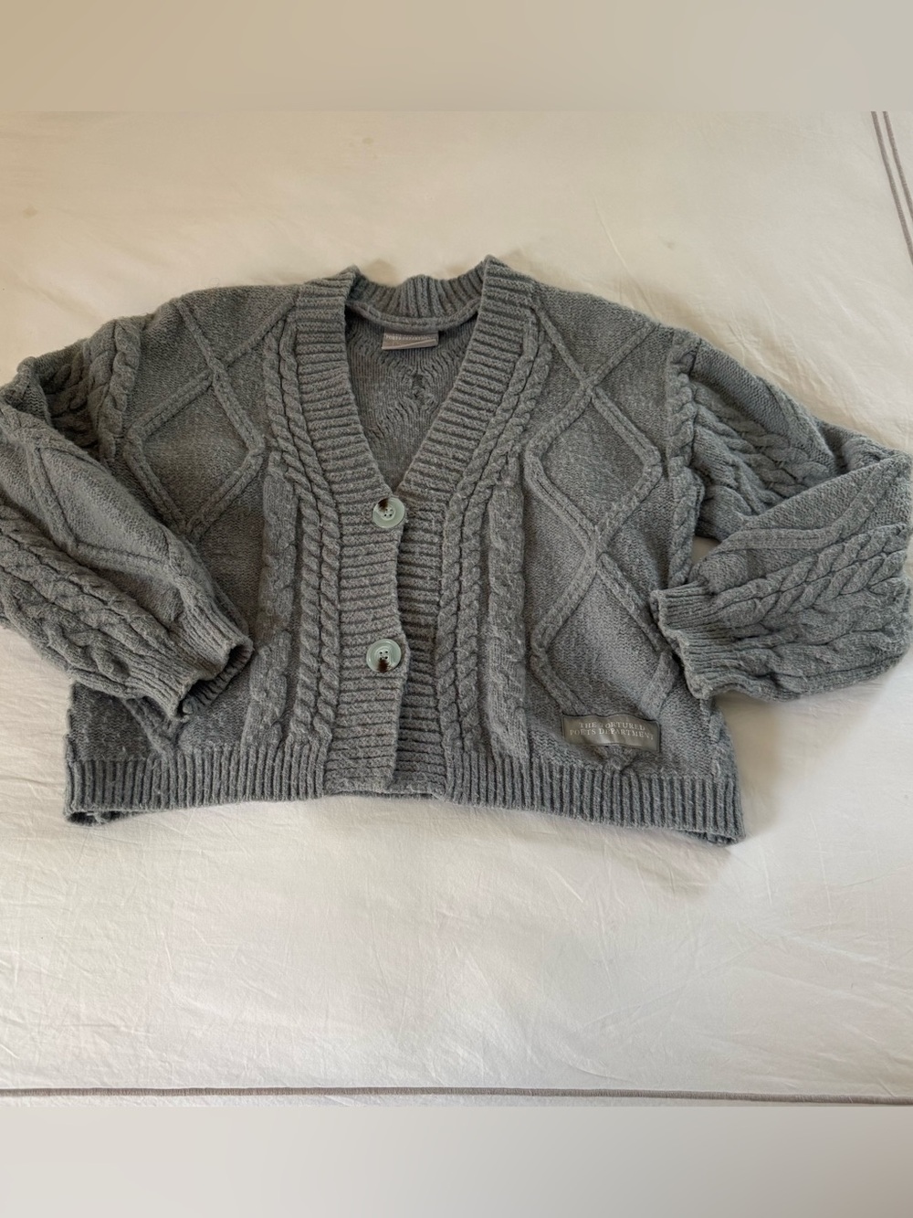 Taylor Swift Sweater Cardigan XS/S Gray Knit Oversized The Tortured Poets Dept